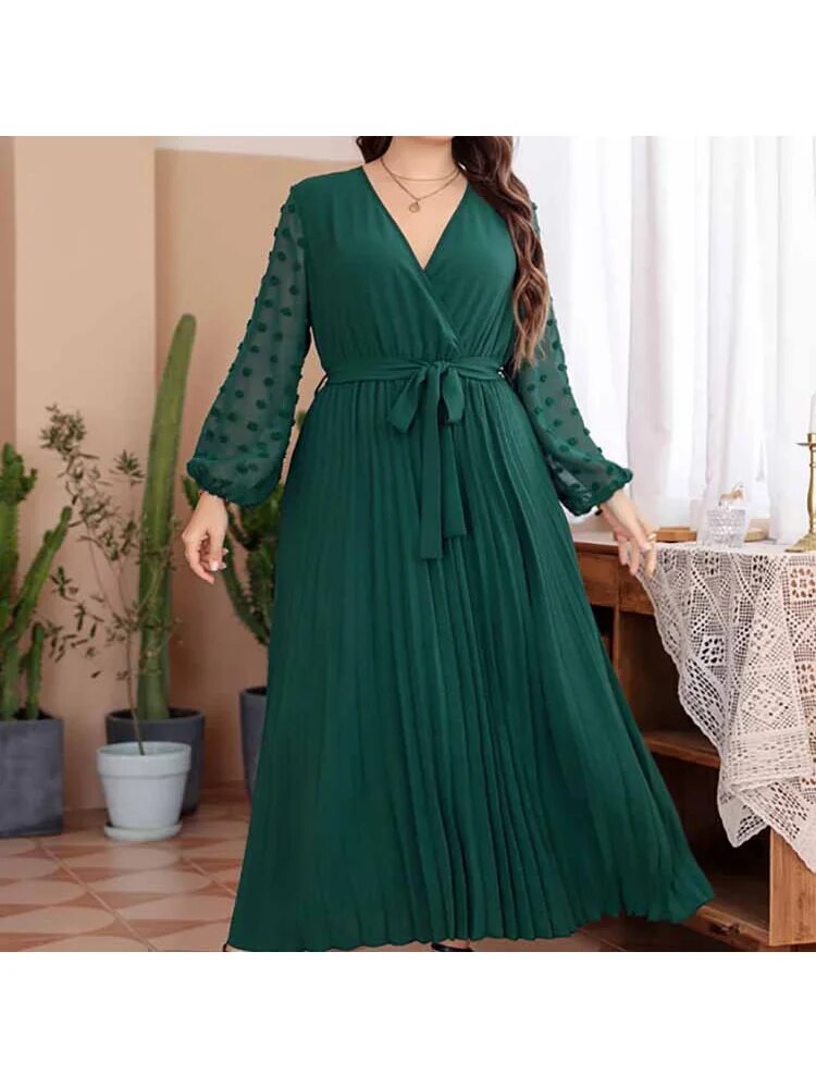 plus-size solid color elasticated waist dress clothing