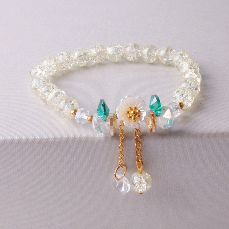 Crystal Flower Cubic Zirconia Pendant Bracelet