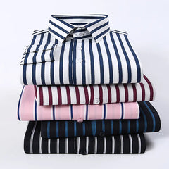 Classic Men's Striped Long-sleeved Shirt Business Fashion