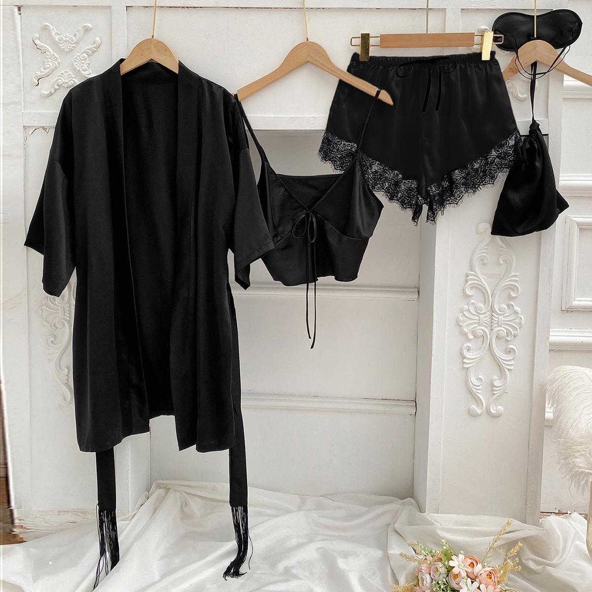 3PCS Lace Sleep Set Pajamas Casual Robe Nightgown