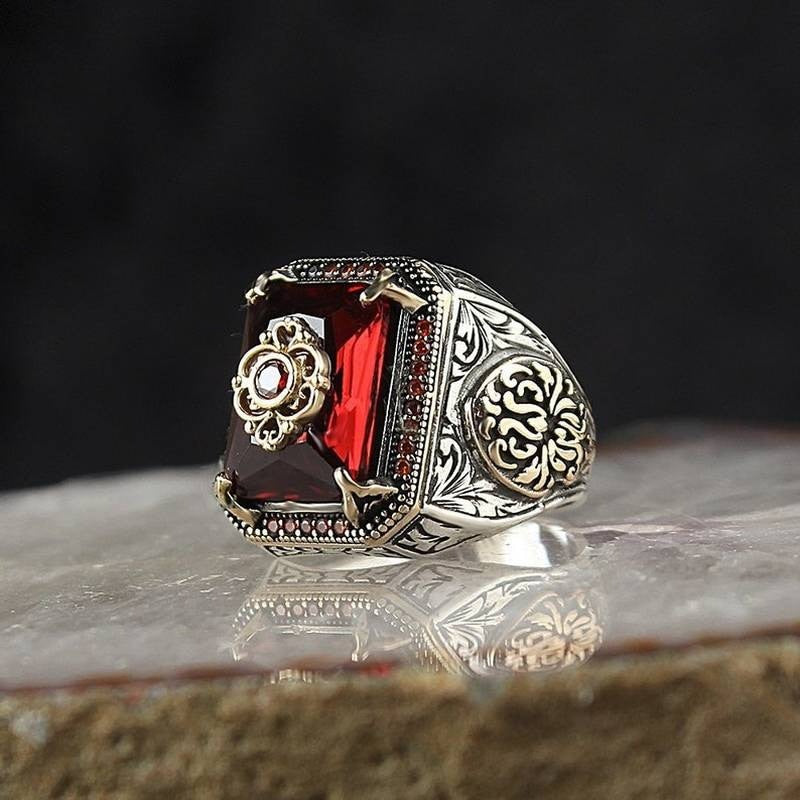 Retro Handmade Turkish Rings for Men Vintage Metal