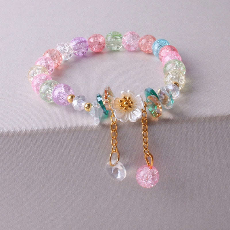 Crystal Flower Cubic Zirconia Pendant Bracelet