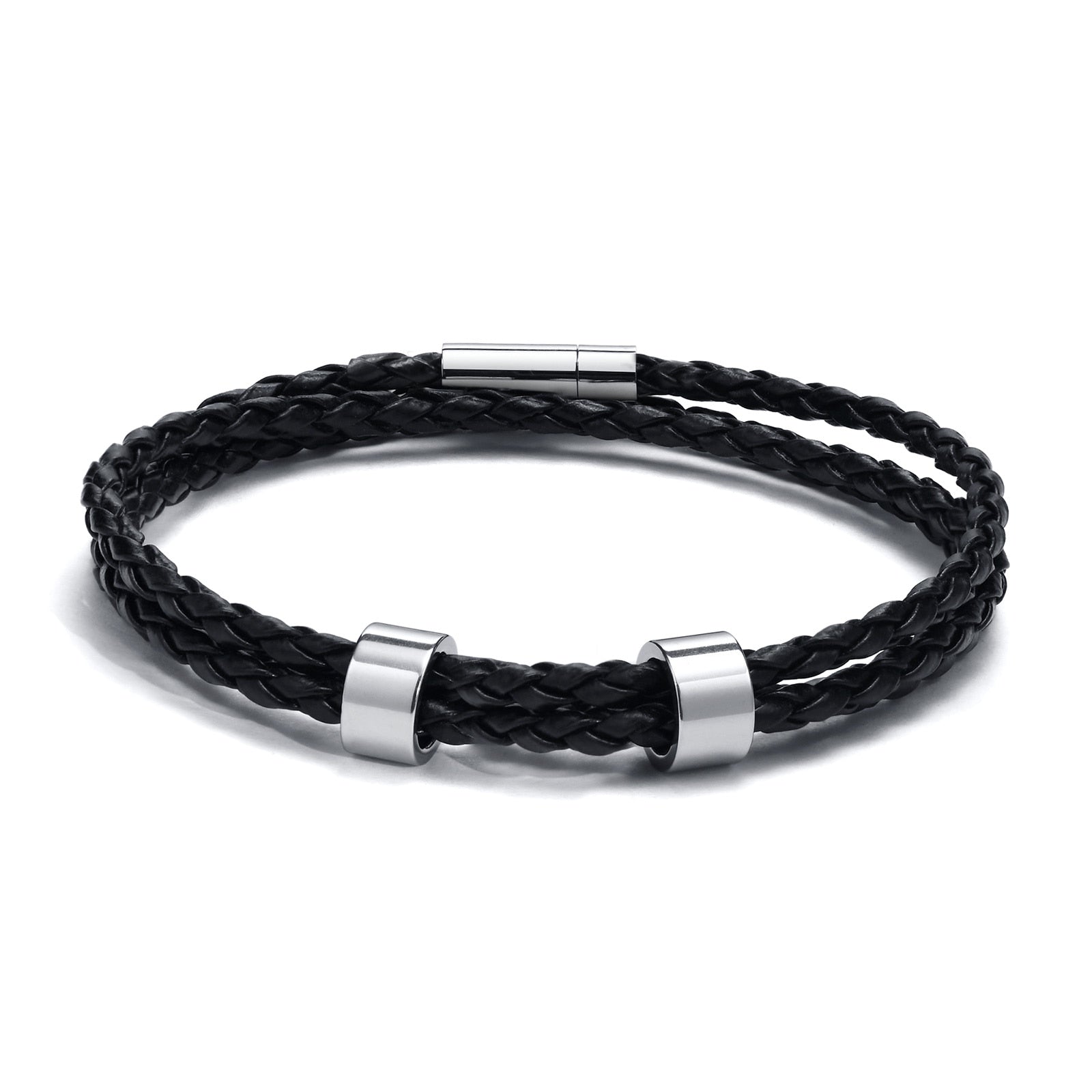 Name Mens Braided Genuine Leather Bracelet