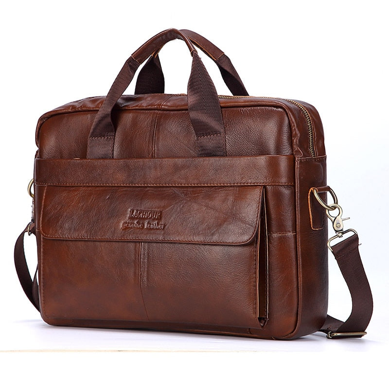 Men Genuine Leather Handbags Casual Leather Laptop Bags