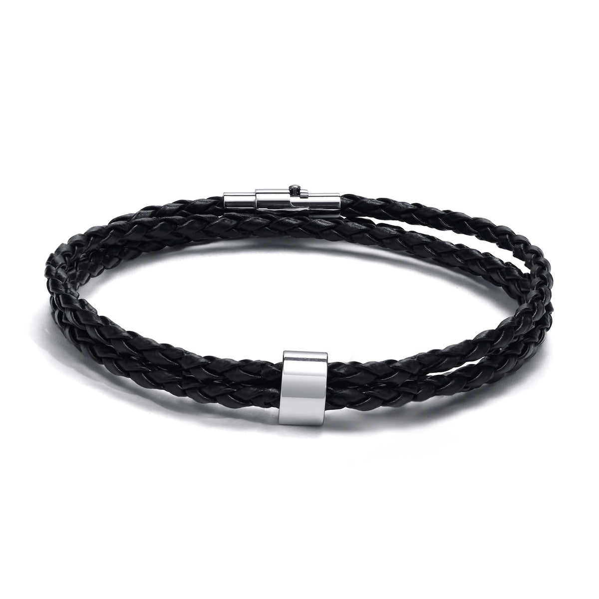 Name Mens Braided Genuine Leather Bracelet