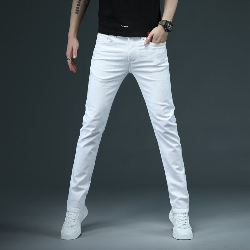 Clothing Solid Color Cotton Jeans Casual Classic Denim Trousers