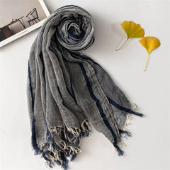 Style Unisex Cotton Linen Scarf Fashion Striped