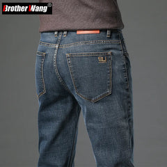 Men's Cotton Stretch Slim Jeans Straight Version Business Fashion