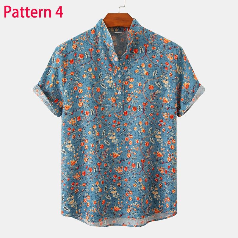 Summer Short Sleeve Floral Hawaiian Shirt