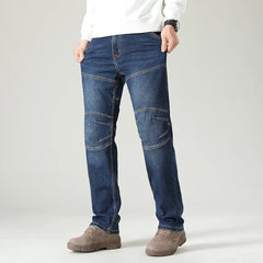 Cotton Stretch Stitching Jeans Classic Casual Men's Straight Loose Denim Pants