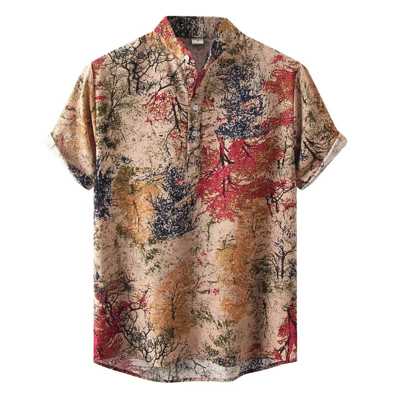 Mens Floral Beach Tropical Hawaiian Shirt Short Sleeve