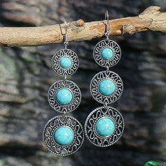 Classic Ethnic Turquoises Water Drop Earrings Bohemian Vintage Jewelry