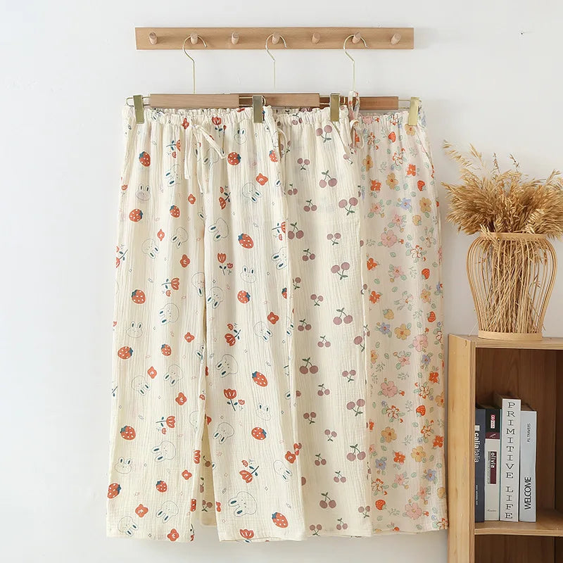 Pants Cotton Crepe Printed Sleepwear