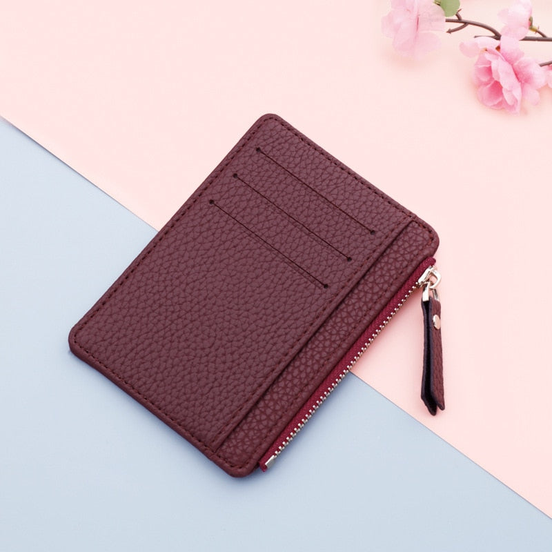 Small Fashion ID Card Holder Slim Leather Wallet