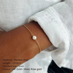 Minimalist Stainless Steel pearls Bracelet