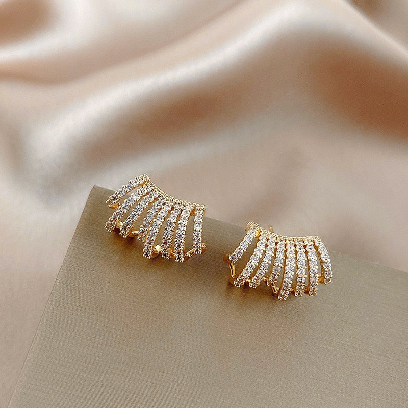 Design Irregular U-shaped Gold Color Earrings