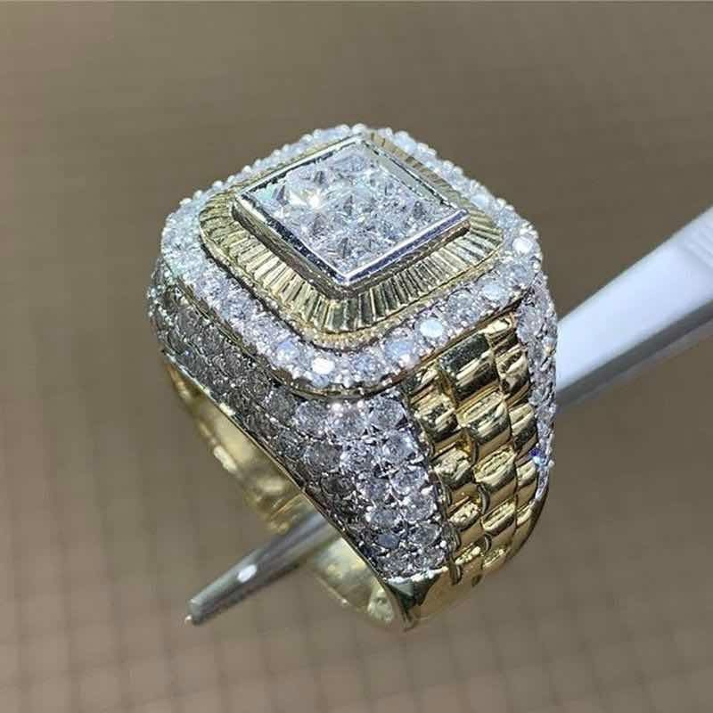 Color Hip Hop Ring for Men Fashion Zircon Stones