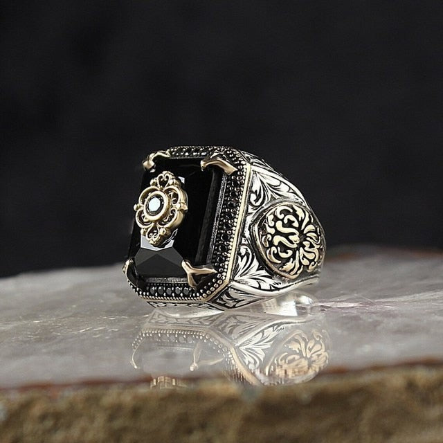 Retro Handmade Turkish Rings for Men Vintage Metal