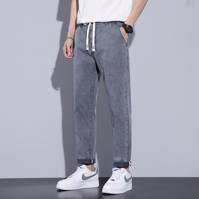 Brand Clothing Summer Casual Pants Men Stretch Elastic Waist Classic