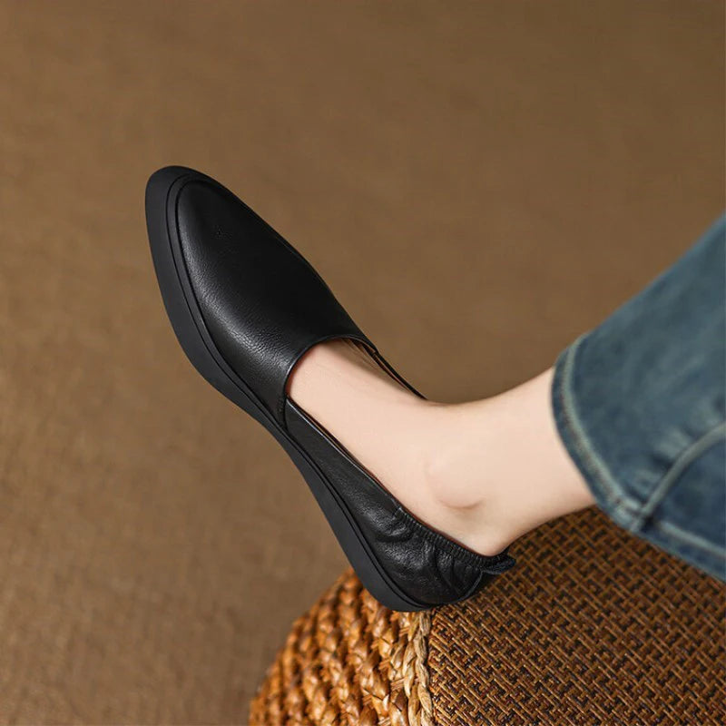 Pointed Toe Loafers Casual Shoes Leather Flat Heel Slip-on