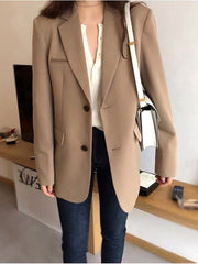 Fashion Blazer Jacket Casual Pockets Long Sleeve Work Suit Coat