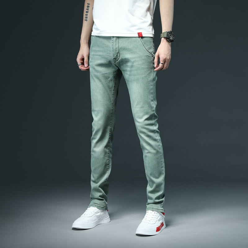 Clothing Solid Color Cotton Jeans Casual Classic Denim Trousers