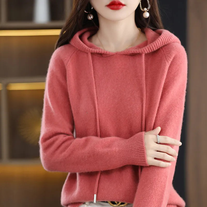 Pullover Sweater Hooded Jumper Loose Solid Long Sleeve Casual