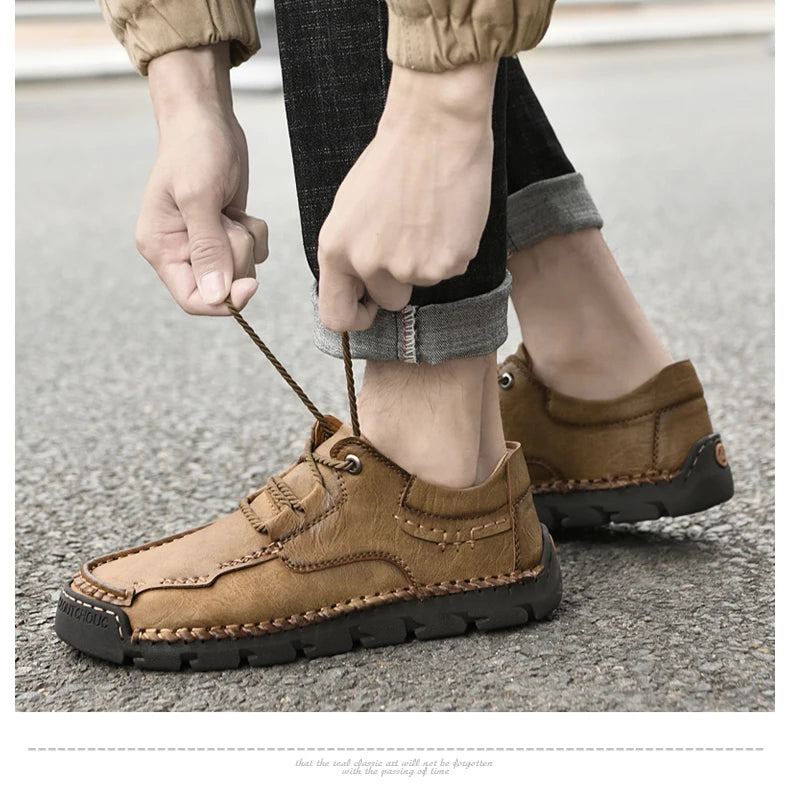 Genuine Leather Men Casual Shoes Trend Lace Up Shoes