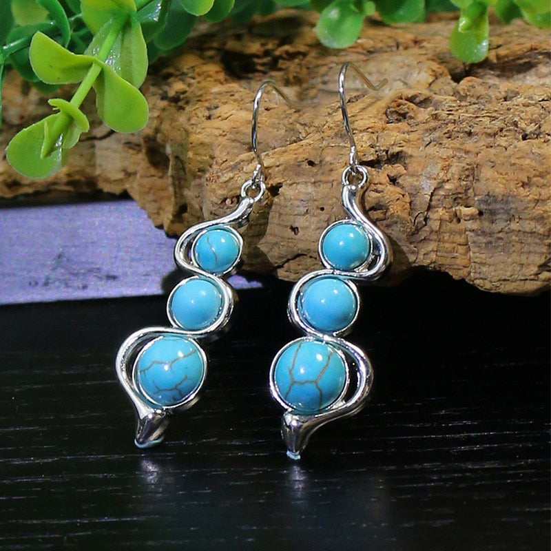 Classic Ethnic Turquoises Water Drop Earrings Bohemian Vintage Jewelry