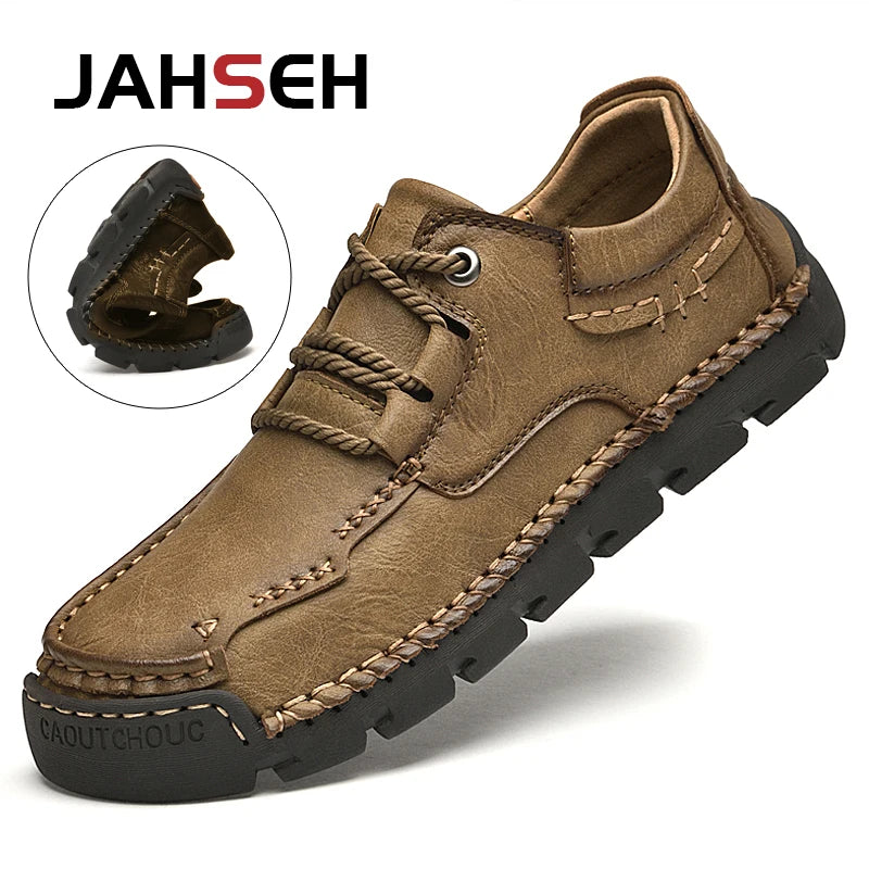 Genuine Leather Men Casual Shoes Trend Lace Up Shoes