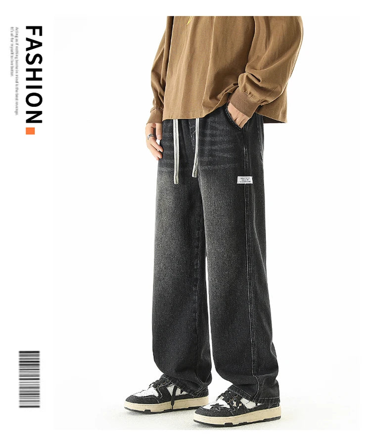 Men's Baggy Wide Leg Jeans Fashion Streetwear Vintage Washed