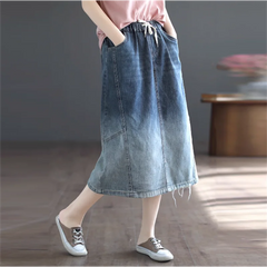 Fashion Women's Elastic Waist Cotton Denim Skirt