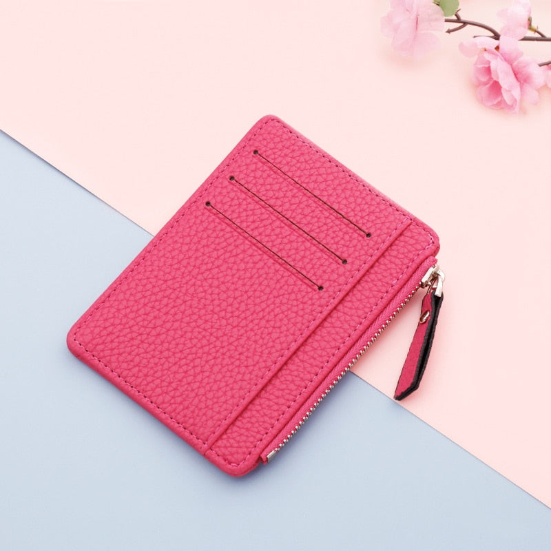 Small Fashion ID Card Holder Slim Leather Wallet