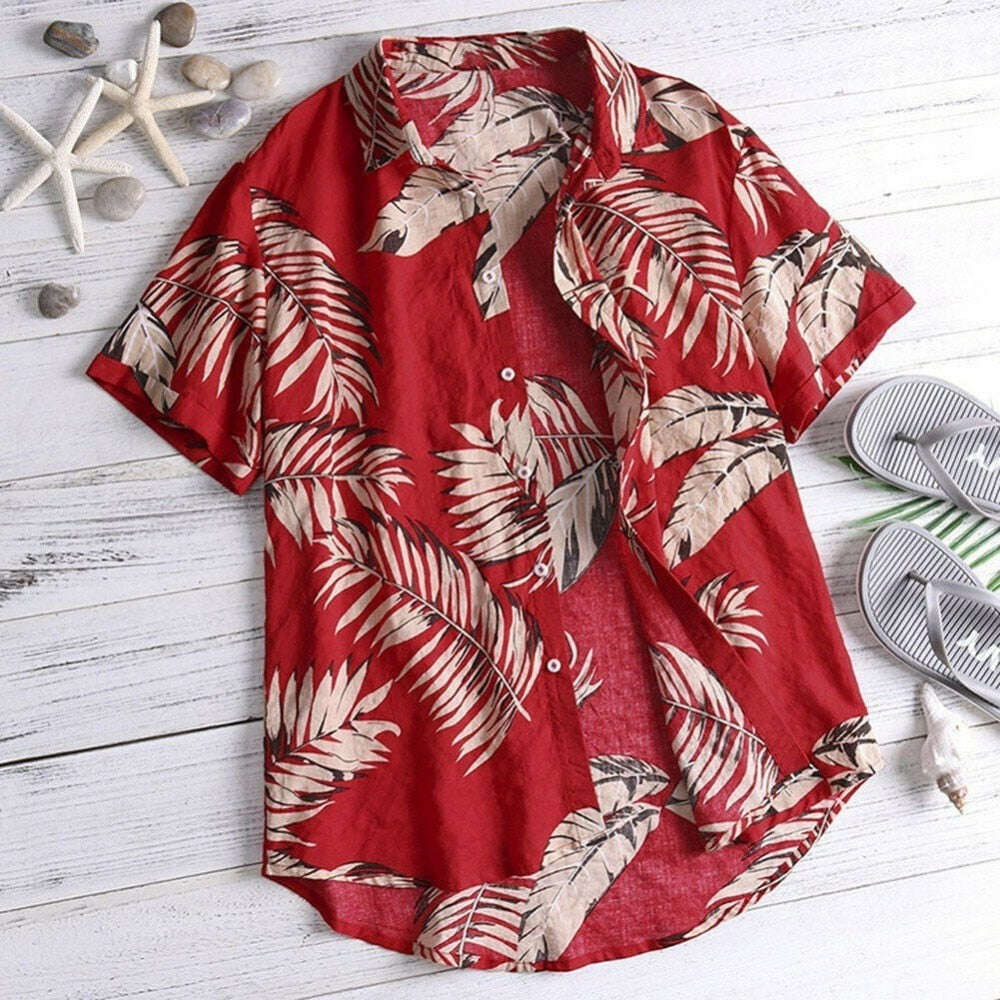 Hawaiian Shirt Oversized Print Beach Casual Short Sleeve Top