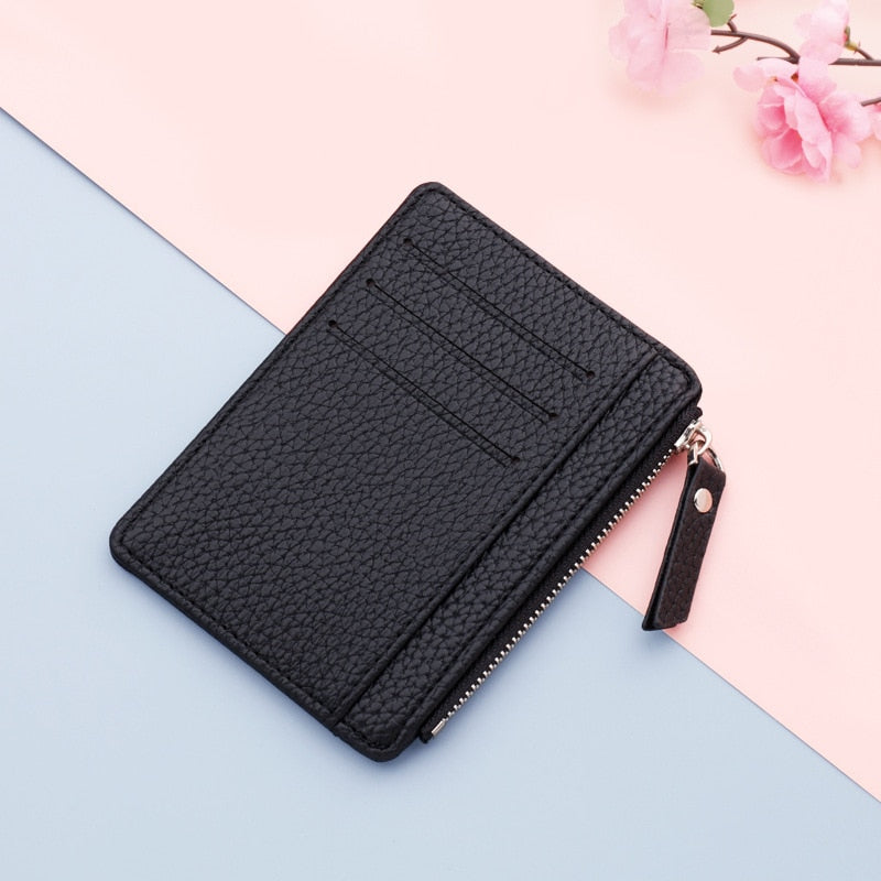 Small Fashion ID Card Holder Slim Leather Wallet