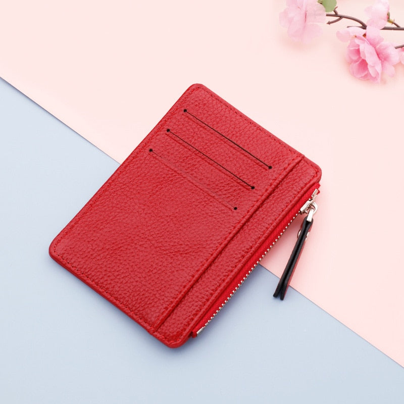 Small Fashion ID Card Holder Slim Leather Wallet