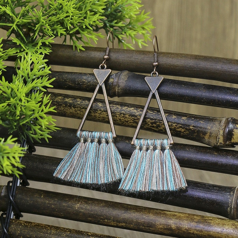 Long Ethnic Drop Vintage Earrings Statement Big Tassel Fashion Jewelry