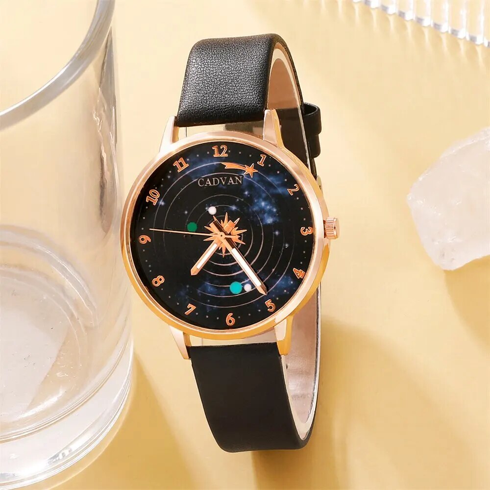 5PCS Set Womens Fashion Quartz Watch Female Clock Starry