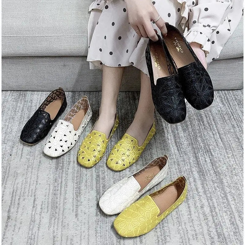 Square Toe Embroidery Designer Shoes Loafers