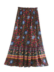 Floral Printed High Elastic Waist Beach Bohemian Skirt