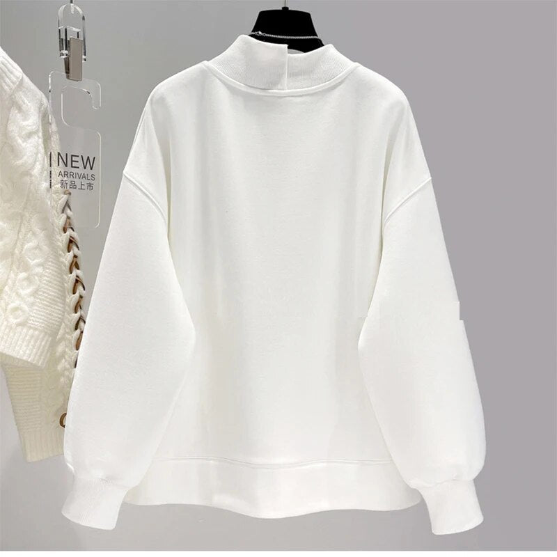 Oversized Streetwear Half High Collar Y2K Irregular Sweatshirt