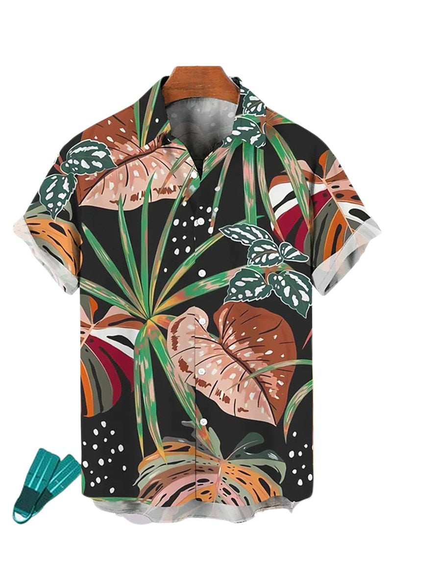 Hawaiian Men Flower Shirt Clothes Loose Street Casual Chic