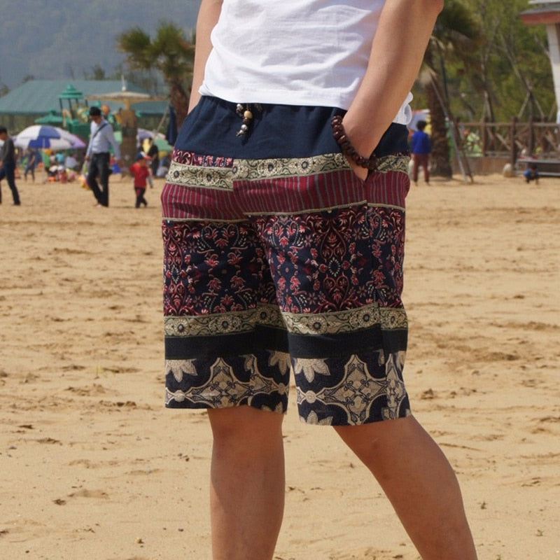 Men's Shorts Loose Straight Floral Hawaiian Casual Linen