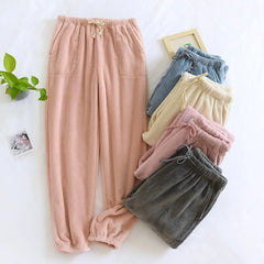 couple pajamas flannel thickened warm trousers