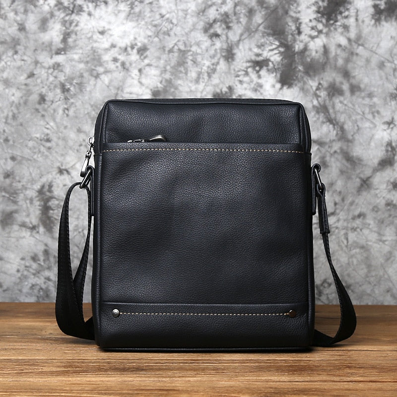 Leather Men's Shoulder Bag Casual Vertical Messenger