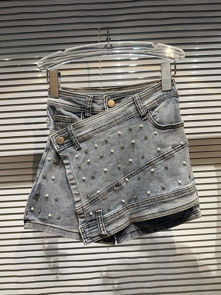 Fashion Denim Skirt New High Waist Irregular