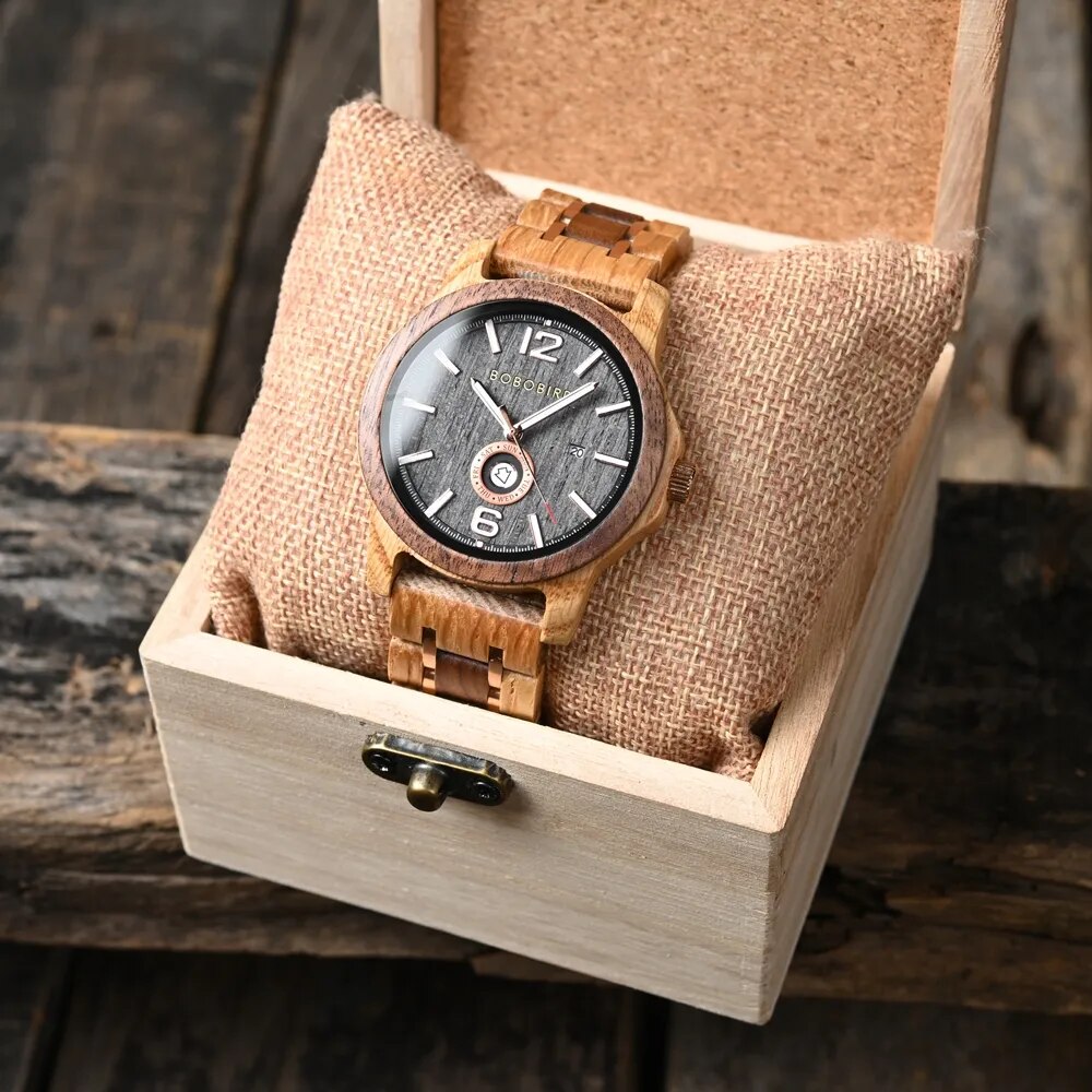 Wood Watch Movement Men's Quartz Wristwatch