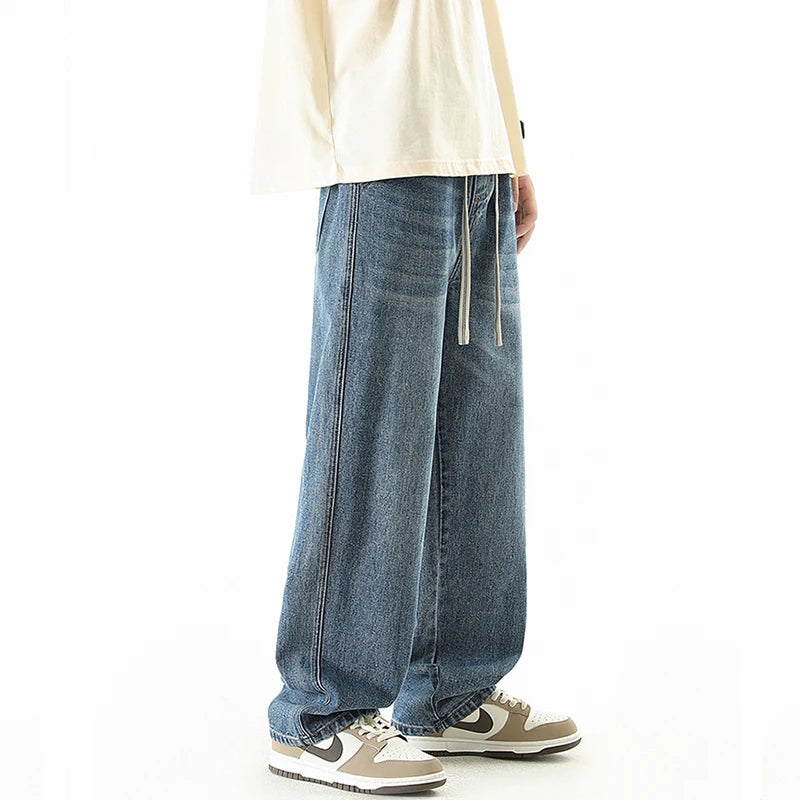 Men's Baggy Wide Leg Jeans Fashion Streetwear Vintage Washed