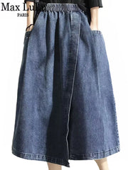 Streetwear Fashion Vintage Loose Denim Skirts Classic Clothing