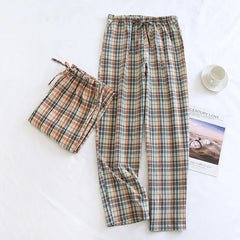 cotton trousers plaid home pants beach pants plus size